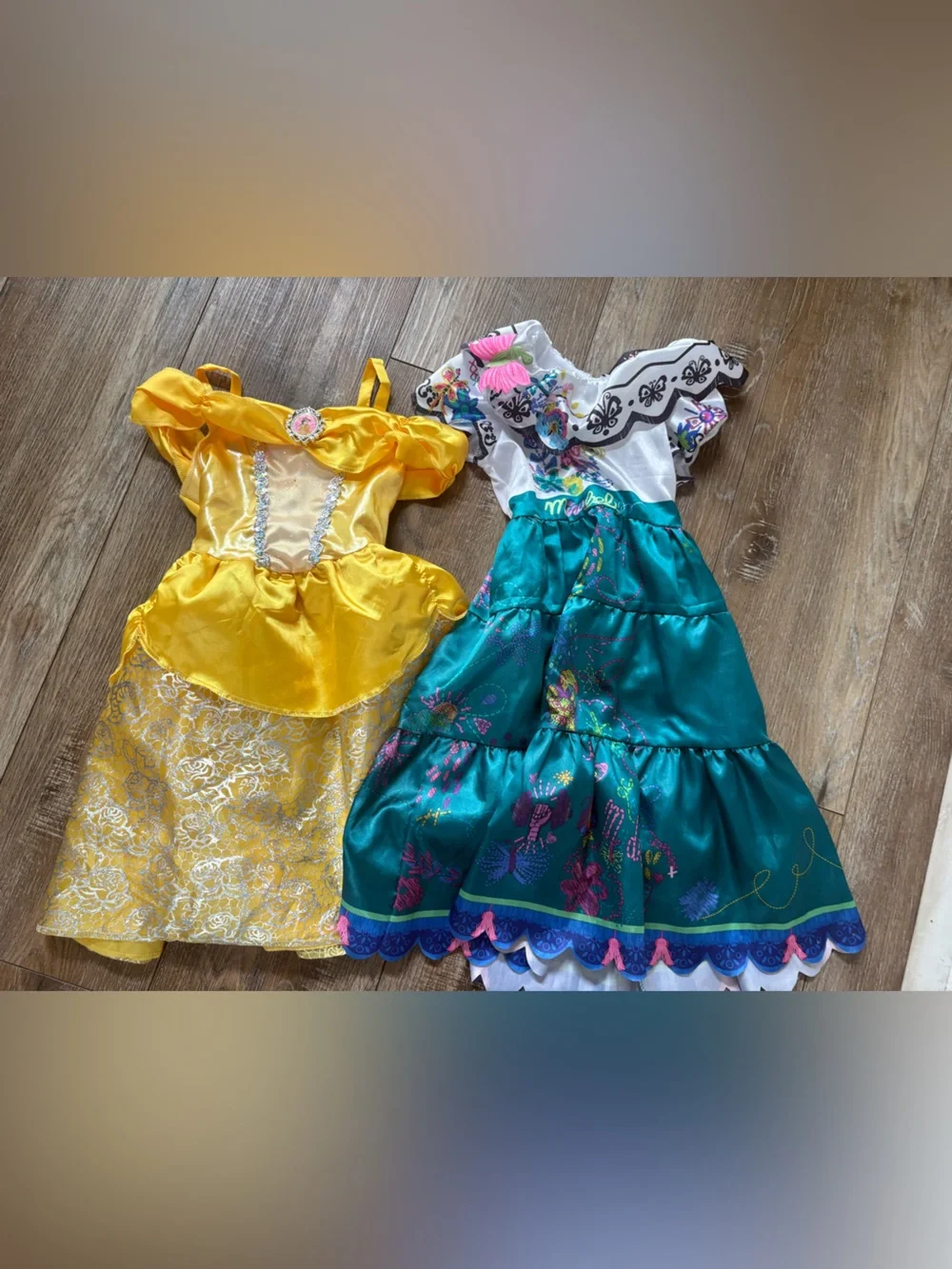 Disney Yellow Belle-Inspired Princess Dress & Teal Elena-Style Gown Duo